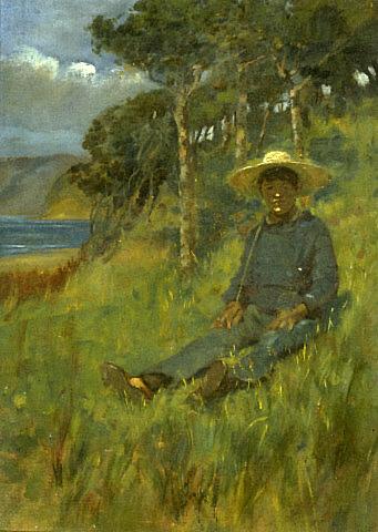 Boy sitting in a pasture, 1902, James McLachlan Nairn