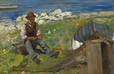 Mending the net, 1899, James McLachlan Nairn