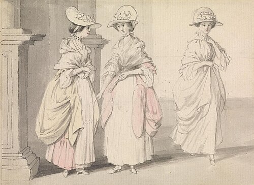 Three Ladies Standing on a Terrace, , James Roberts