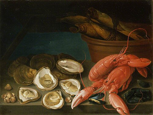 Still Life of Lobsters, etc., , James Sillett