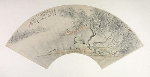 改琦西溪探梅图扇页, , Gai Qi