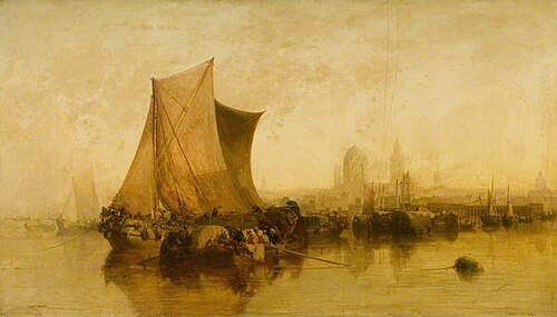 View of Mayence, Germany, with Market Boats, 1871, James Webb
