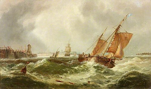 Boats Leaving Harbour, 1868, James Webb