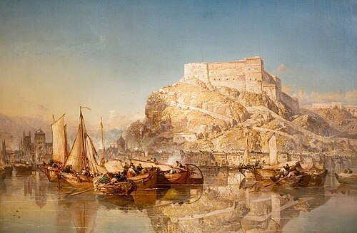 The Town and Fortress of Huy, Belgium, on the River Meuse, 1880, James Webb