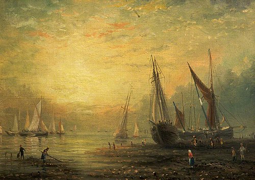 A Seascape with Yachts at Sunset, 1849, James Webb