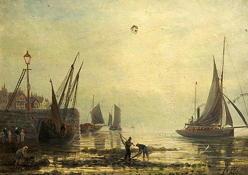 A Seascape with Yachts from a Harbour, 1849, James Webb