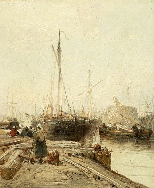 A Quay with Shipping, 1867, James Webb