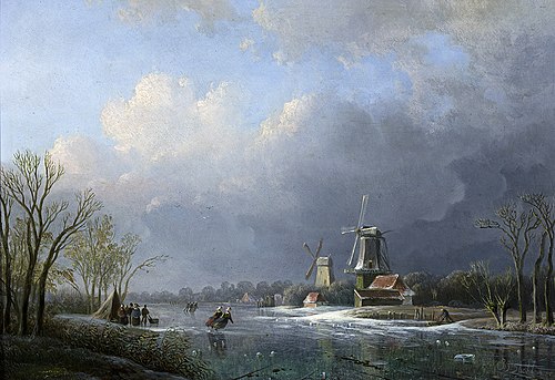 Wintergezicht met molen, 1848, Jan Jacob Spohler