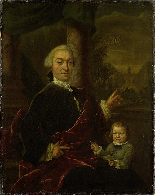 Family Portrait of Jan van de Poll, Banker and Burgomaster of Amsterdam with his young Son Harman, 1755, Jan Maurits Quinkhard