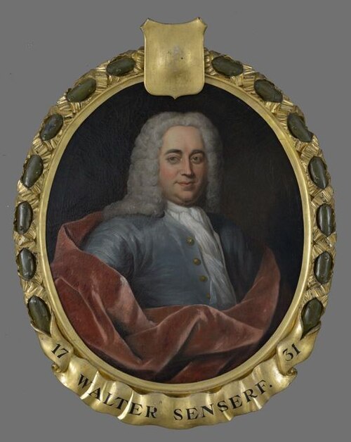 Portrait of Walter Senserff, Director of the Rotterdam Chamber of the Dutch East India Company, elec, 1750, Jan Maurits Quinkhard