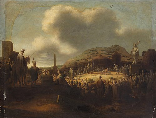 Landschaft mit Marter des Hl. Laurentius, , Jan Christiaensz Micker