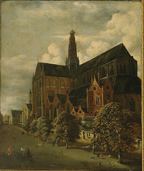 St. Bavokerk from the southeast, 1650, Jan Wouwerman