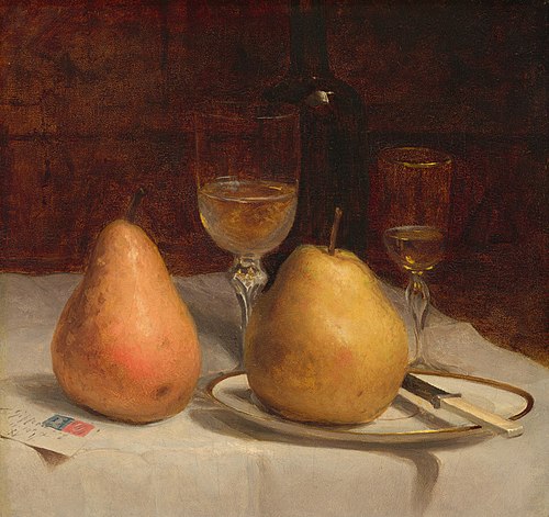 Two Pears on a Tabletop, 1866, Sanford Robinson Gifford