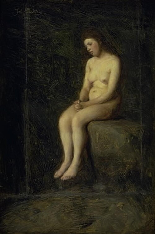 A Nymph. A Seated Female Model, 1886, Julius Paulsen