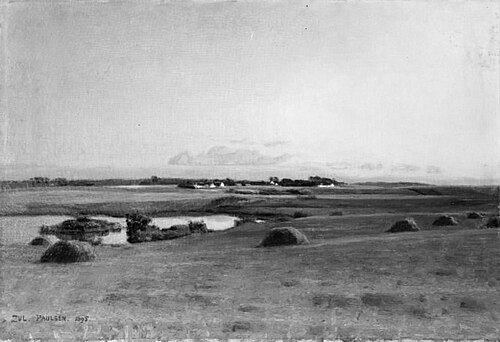 Landskape near Stavnsholt, Zealand. Summer Evening, 1895, Julius Paulsen