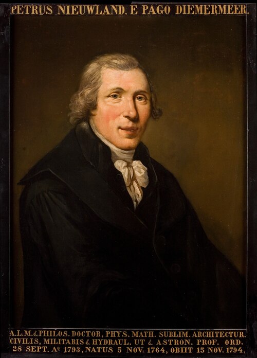 Portret van Pieter Nieuwland, hoogleraar Natuurkunde en Hogere Wiskunde te Leiden, 1803, Adriaan de Lelie