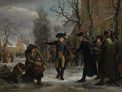 General Daendels Taking Leave of Lieutenant-Colonel Krayenhoff, 1795, Adriaan de Lelie