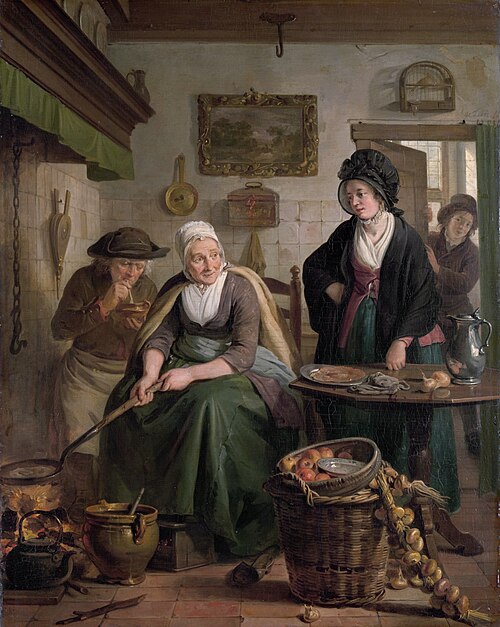 Woman Baking Pancakes, 1800, Adriaan de Lelie