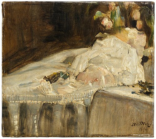 The Artist’s Son on lit de parade, 1896, Axel Peter
