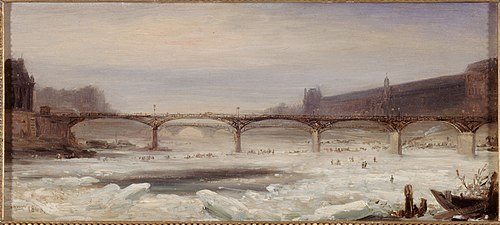 La Seine et le Pont des Arts, en janvier 1848, 1848, Jean-Jacques Champin