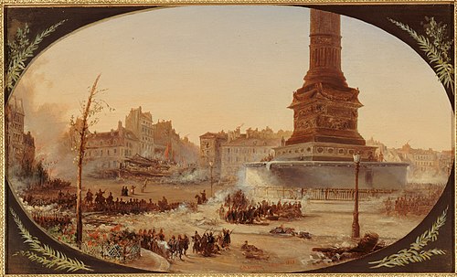 La Place de la Bastille et la Barricade de l'entrée du faubourg Saint-Antoine, le 25 juin 1848, 1848, Jean-Jacques Champin