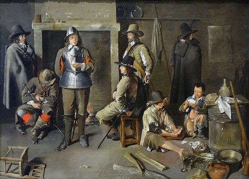 Interior of a guardroom with soldier resting, 1650, Jean Michelin