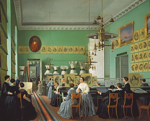 Interior View of the Women's Department at the St.Petersburg Drawing School for Auditors, 1855, Ekaterina Nikolayevna Khilkova