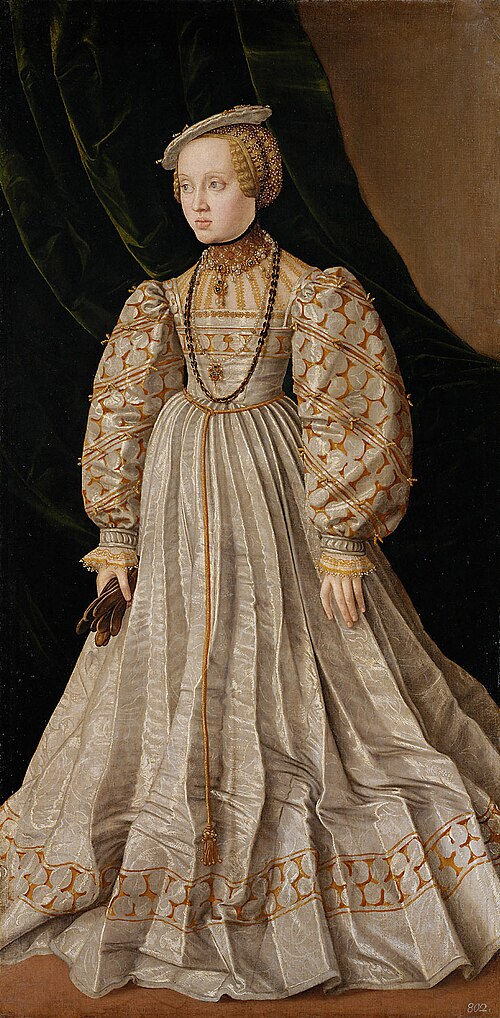 Erzherzogin Anna (1528-1590), Tochter von Ferdinand I., Bildnis in ganzer Figur, 1545, Jakob Seisenegger