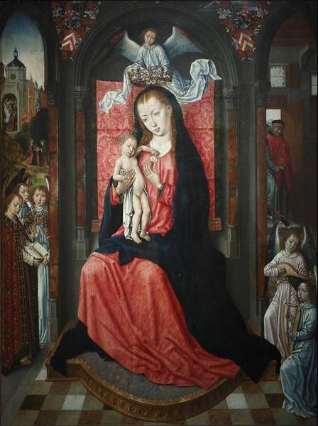 Madone sur un trône entourée d'anges, 1488, Maître de la Légende de sainte