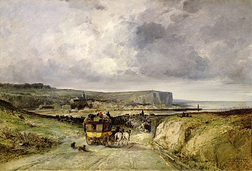 Arrivée d'une diligence au Tréport, 1878, Jules Noël