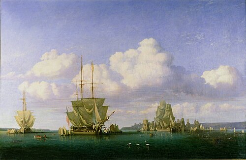 La rade de Brest par temps calme, 1844, Jules Noël