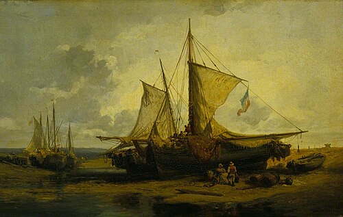 Beach Scene with Fishing Boats, , Jules Noël