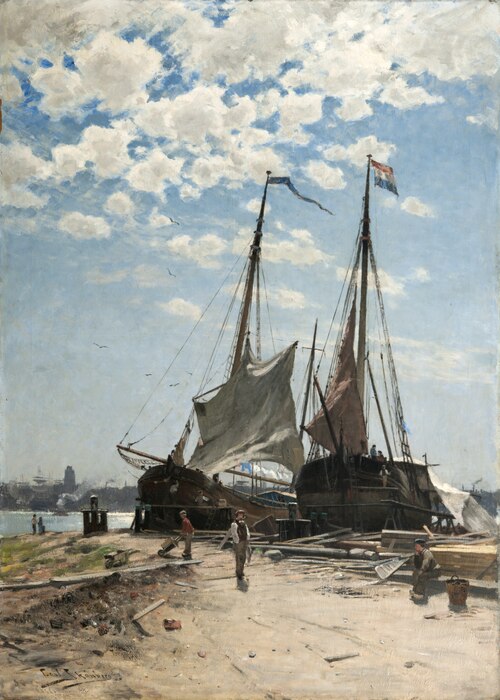 The Harbour, Dordrecht, 1880, Carl Skånberg