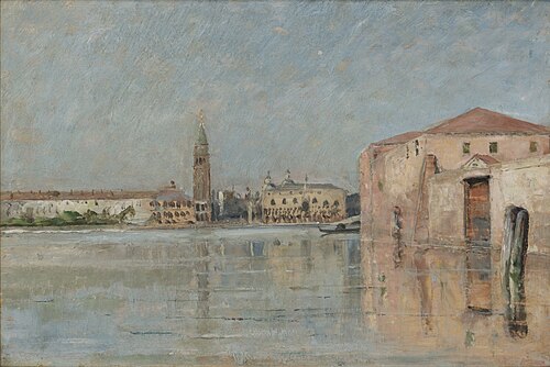 Venetian canal motif with the Doge's Palace in the background, , Carl Skånberg