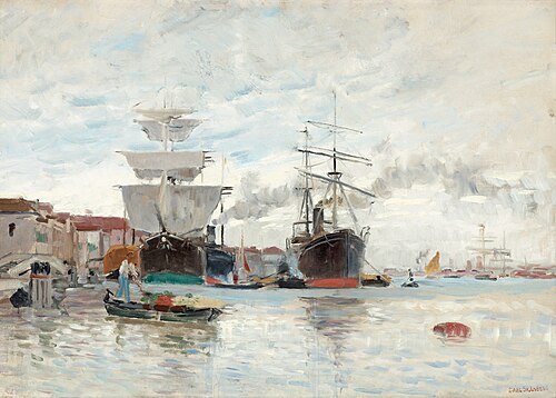 Harbour scene from Venice, 1882, Carl Skånberg