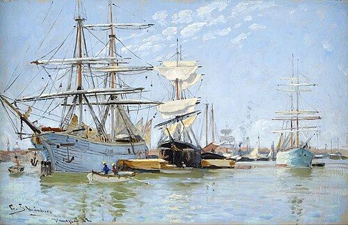 Harbour scene from Venice, 1882, Carl Skånberg