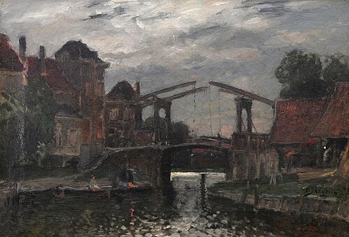 Dutch Cityscape with bridge, 1876, Carl Skånberg