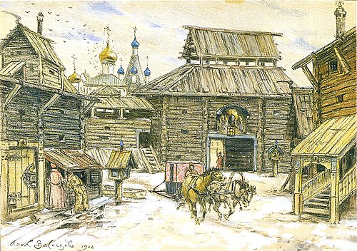 Старая Москва. У стен деревянного города, 1902, Apollinaire Vasnetsov