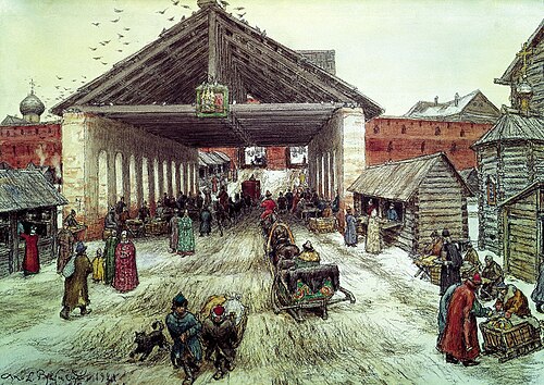 Voskresensky Bridge in the XVII Century, 1921, Apollinaire Vasnetsov