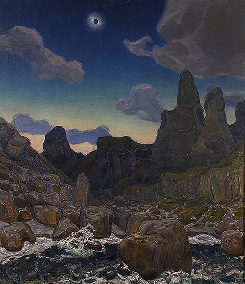 Solar corona. Total solar eclipse in Feodosia, 1914, Apollinaire Vasnetsov