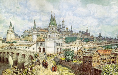 The heyday of the Kremlin. All Saints Bridge and the Kremlin at the end of the 17 century, 1922, Apollinaire Vasnetsov