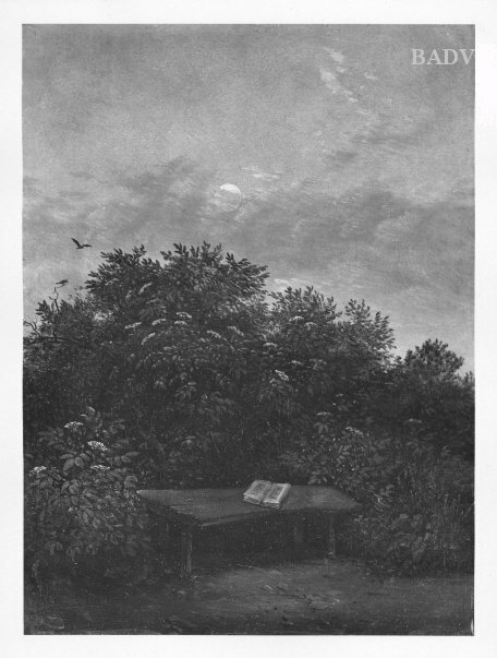 garden-bench and moonlight, 1814, Carl Gustav Carus