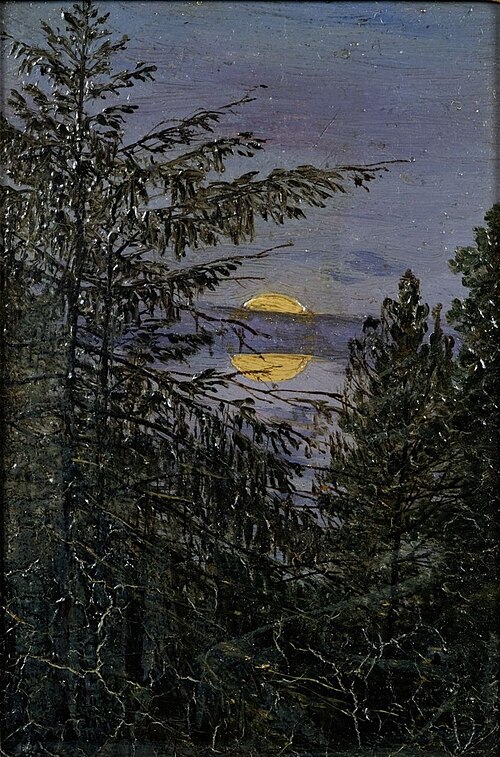 Moonlight over pine trees, , Carl Gustav Carus
