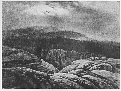 Wanderer in nächtlicher Felsenlandschaft, 1818, Carl Gustav Carus