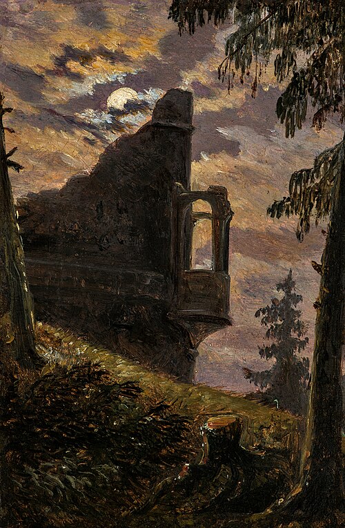 Moonlight Behind a Castle Ruin with Alcove, , Carl Gustav Carus