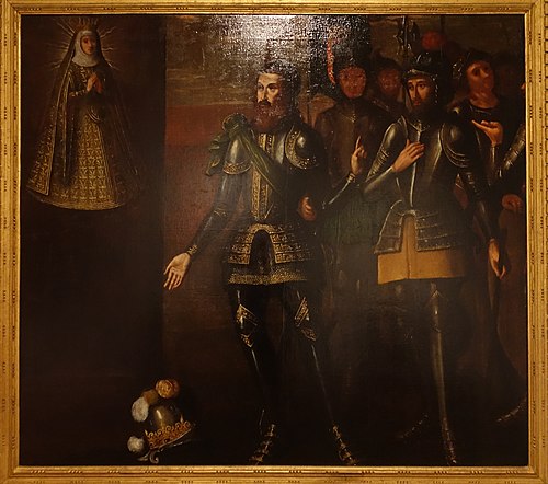 D. Afonso Henriques praying to Our Lady of Oliveira during the battle of Ourique, 1700, Simão Álvares