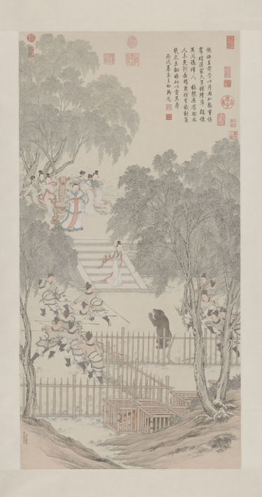 金廷标婕妤挡熊图轴, , Jin Tingbiao
