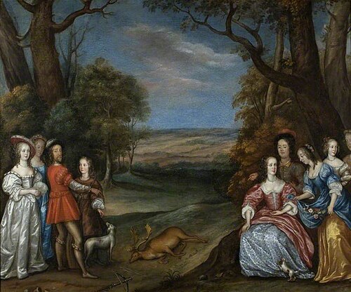 The Carlile Family with Sir Justinian Isham in Richmond Park, , Joan Carlile