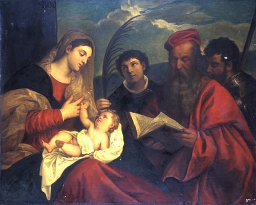 La Vierge et l'Enfant avec Saint Etienne, Saint Jérome et Saint Maurice, 1876, Edmond Wagrez