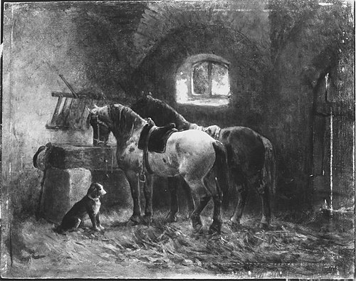 Inneres eines Pferdestalles, 1860, Reinhold Braun